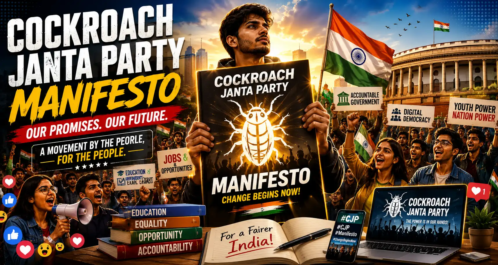 Cockroach janta party manifesto and youth movement in india