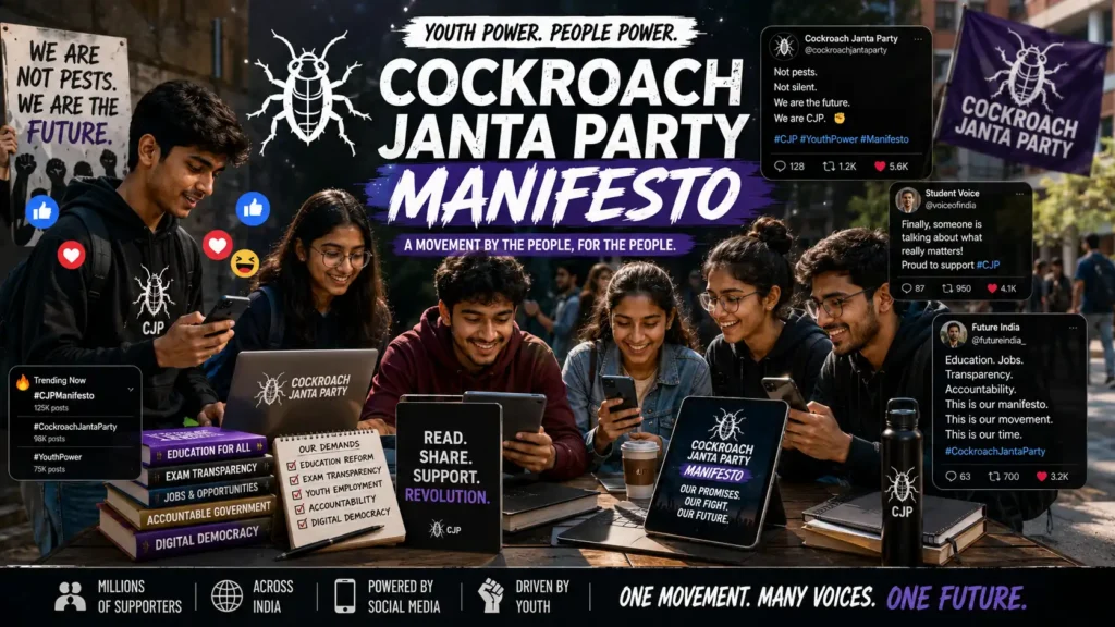 Cockroach Janta Party Young indians supporting the cockroach janta party manifesto online